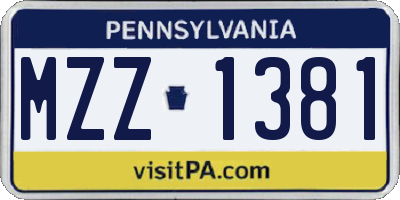 PA license plate MZZ1381
