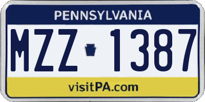 PA license plate MZZ1387