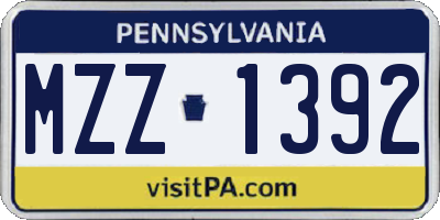 PA license plate MZZ1392