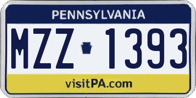 PA license plate MZZ1393