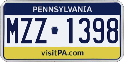 PA license plate MZZ1398