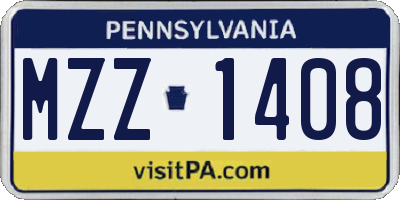 PA license plate MZZ1408
