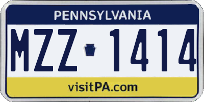 PA license plate MZZ1414