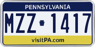 PA license plate MZZ1417