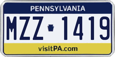 PA license plate MZZ1419