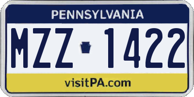 PA license plate MZZ1422