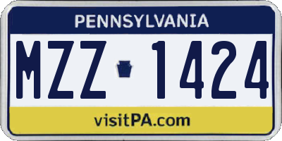 PA license plate MZZ1424