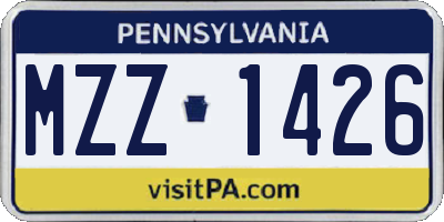 PA license plate MZZ1426