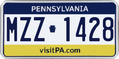 PA license plate MZZ1428