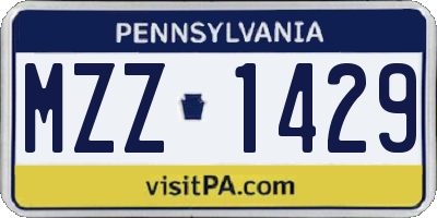 PA license plate MZZ1429