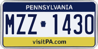 PA license plate MZZ1430