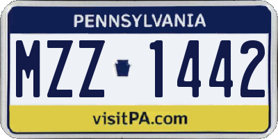 PA license plate MZZ1442