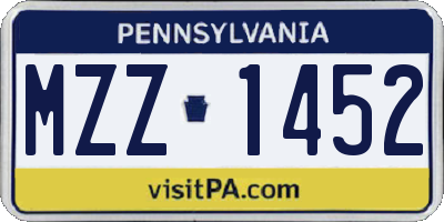 PA license plate MZZ1452
