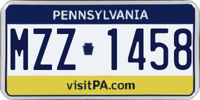 PA license plate MZZ1458