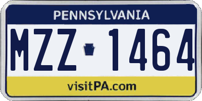 PA license plate MZZ1464
