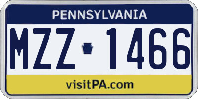 PA license plate MZZ1466