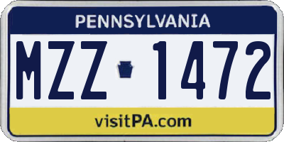 PA license plate MZZ1472