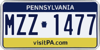 PA license plate MZZ1477