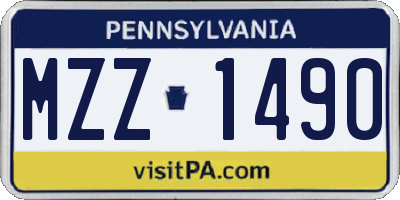 PA license plate MZZ1490