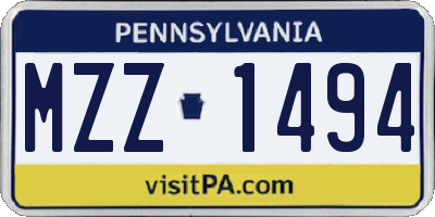 PA license plate MZZ1494