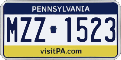 PA license plate MZZ1523