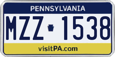 PA license plate MZZ1538