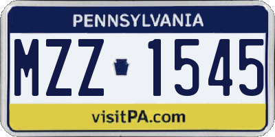PA license plate MZZ1545