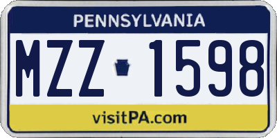 PA license plate MZZ1598