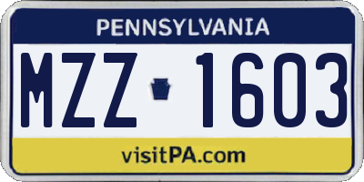 PA license plate MZZ1603