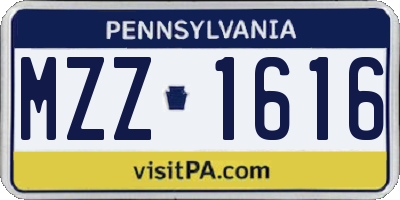 PA license plate MZZ1616