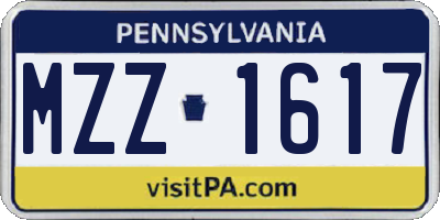 PA license plate MZZ1617
