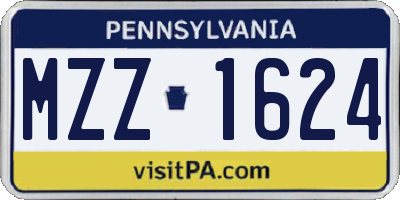 PA license plate MZZ1624