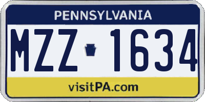 PA license plate MZZ1634
