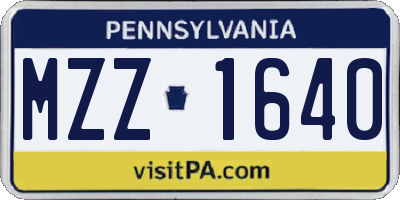 PA license plate MZZ1640