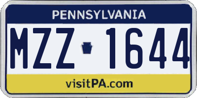 PA license plate MZZ1644