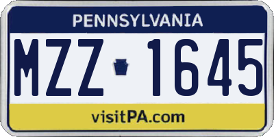 PA license plate MZZ1645