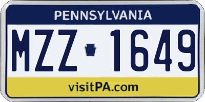 PA license plate MZZ1649