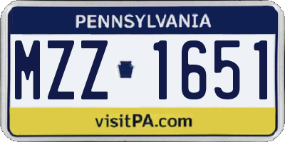 PA license plate MZZ1651