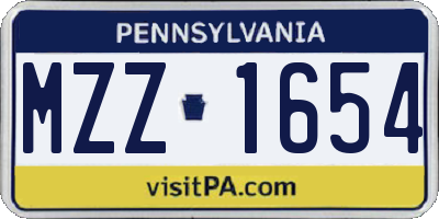 PA license plate MZZ1654