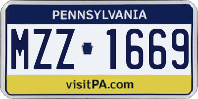 PA license plate MZZ1669