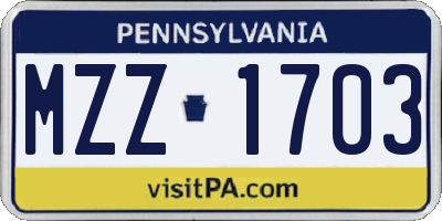 PA license plate MZZ1703