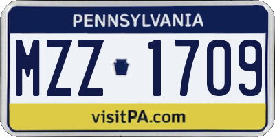 PA license plate MZZ1709