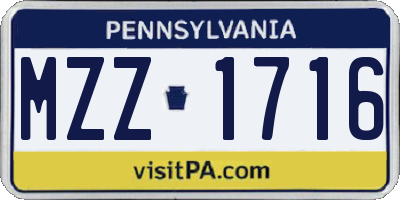 PA license plate MZZ1716