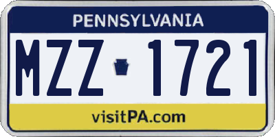 PA license plate MZZ1721