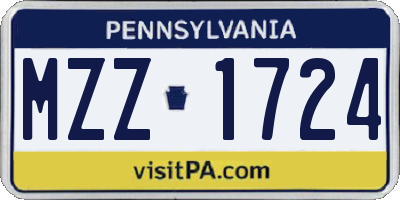 PA license plate MZZ1724