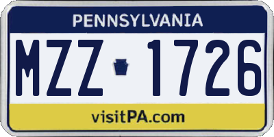 PA license plate MZZ1726