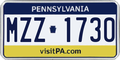 PA license plate MZZ1730