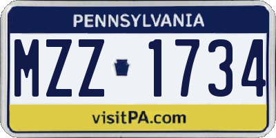 PA license plate MZZ1734