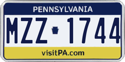 PA license plate MZZ1744