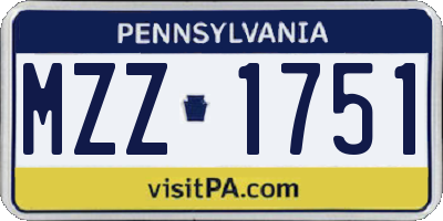 PA license plate MZZ1751